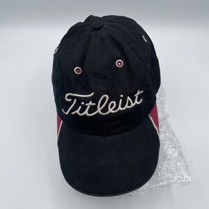 🍒TITLEIST Adjustable Performance Strapback Cap Hat Golf Casual Black/Red NEW ERA